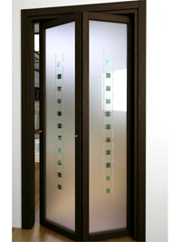 Складные двери гармошка с матовым стеклом Искитим